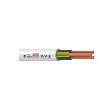 BVV-LL 2x1 mm² White PVC Insulated Electrical Cable, 50 m Coil