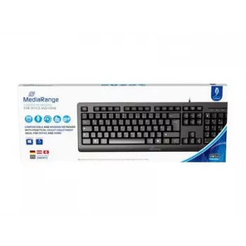 MediaRange MROS109-GR Wired USB Keyboard, QWERTY Greek Layout, Black, 105 Keys, Membrane, 1.5m Cable