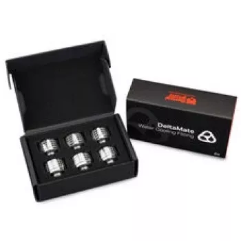 Thermal Grizzly DeltaMate Compression Fitting, Brass - Gloss Nickel, ST13, 6-Pack