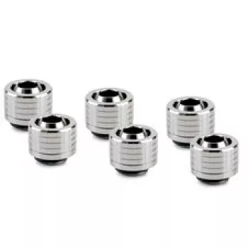 Thermal Grizzly DeltaMate Compression Fitting, Brass - Gloss Nickel, ST13, 6-Pack