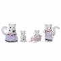 EPOCH Sylvanian Families Snow Leopard Family Figure Set - 4 Collectible Flocked Figures