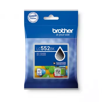 Brother LC552BK Black Ink Cartridge (600 Pages, Pigment-Based, Original)