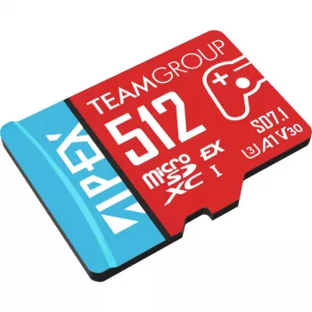TEAM GROUP APEX SD7.1 512GB microSDXC Memory Card, SD Express 7.1, PCIe Gen3 x1, NVMe, Read 800MB/s, Write 700MB/s, Black/Red