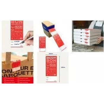 Avery FTSEALR-250 Bon Appetit Tamper-Evident Seal Labels, 40 x 95 mm, Red/White, Permanent, 250 Labels