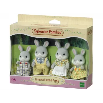 Sylvanian Families Cottontail Rabbit Family - 4 Collectible Flocked Figures with Removable Clothes