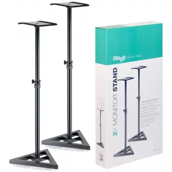 Stagg SMOS10SET Pair of Steel Monitor Speaker Stands with Telescopic Height Adjustment, Black