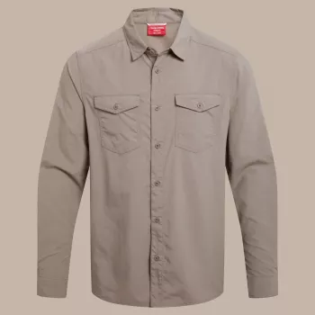 Craghoppers NosiLife Loukkos Long Sleeved Shirt - Pebble - XL