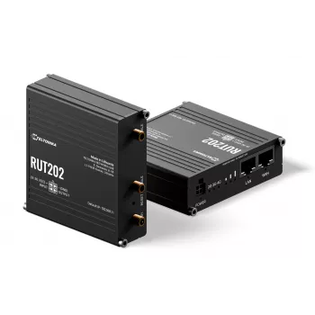 Teltonika Networks RUT202 4G LTE Wi-Fi Router, Dual SIM, 2x Ethernet, DIN Rail/Wall Mount, Aluminium