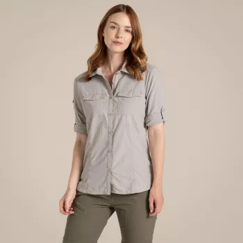 Craghoppers NosiLife Adventure LS Shirt III Women's Travel Shirt - Soft Mushroom, XS