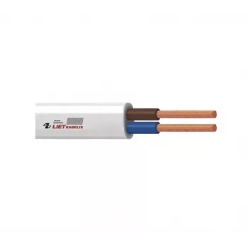 H05VVH2-F 2x1 mm² White Flexible PVC Twin Flat Cable 50m