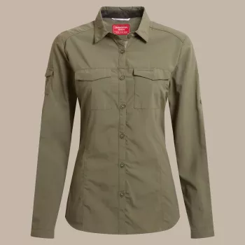 Craghoppers NosiLife Adventure LS Shirt III Women's Long-Sleeved Insect Repellent Shirt, Wild Olive, Size M