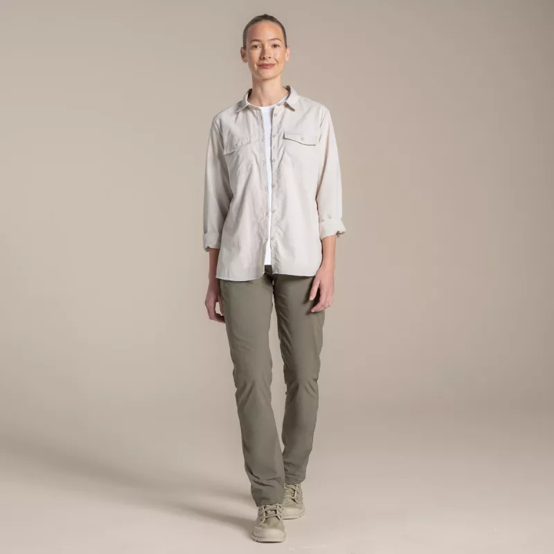 Craghoppers NosiLife Loukkos Long Sleeved Shirt Women's Oyster Size S