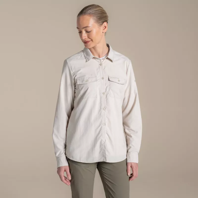 Craghoppers NosiLife Loukkos Long Sleeved Shirt Women's Oyster Size S