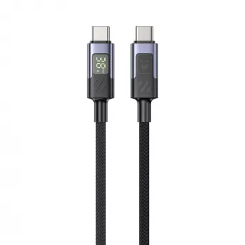 UNITEK USB-C to USB-C Cable with LED Power Display 60W PD 480Mbps 1m Braided Black