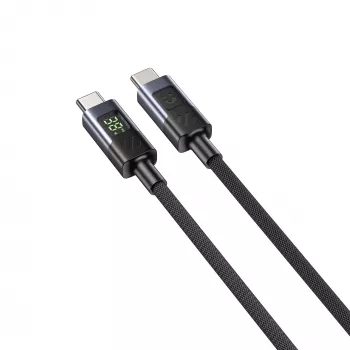 UNITEK USB-C to USB-C Cable with LED Power Display 60W PD 480Mbps 1m Braided Black