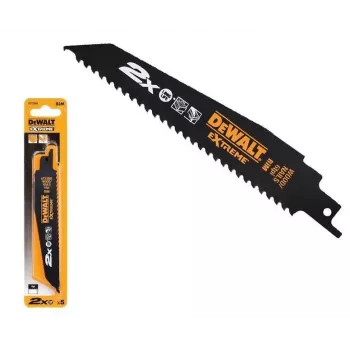 DEWALT DT2314L-QZ Extreme Bi-Metal Reciprocating Saw Blade Set, 5-Piece, 152 mm, 6-14 TPI, Universal 1/2 inch Shank, for Wood with Nails, Metal, Plastic