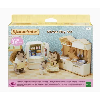 Sylvanian Families Landhaus Kitchen with Refrigerator - Dollhouse Furniture Set