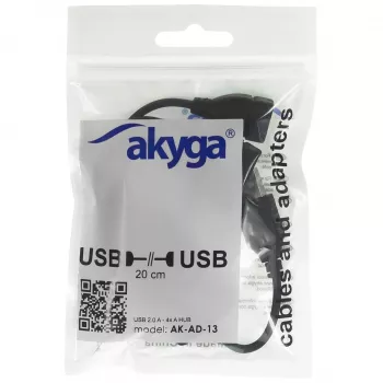 AKYGA AK-AD-13 USB 2.0 4-Port Hub, Black