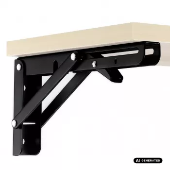 MACLEAN MC-194 Folding Wall Shelf Bracket, Pair, White, Steel, 60 kg Load, 300 mm Arm