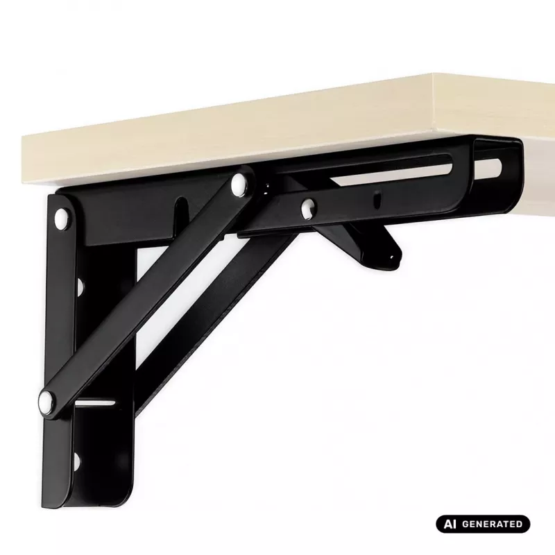 MACLEAN MC-194 Folding Wall Shelf Bracket, Pair, White, Steel, 60 kg Load, 300 mm Arm