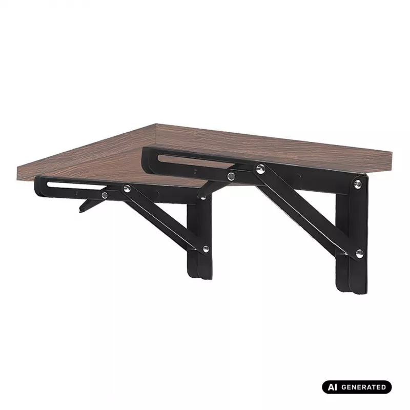 MACLEAN MC-194 Folding Wall Shelf Bracket, Pair, White, Steel, 60 kg Load, 300 mm Arm