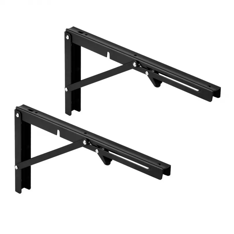 MACLEAN MC-194 Folding Wall Shelf Bracket, Pair, White, Steel, 60 kg Load, 300 mm Arm