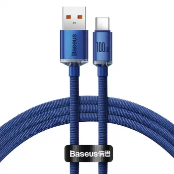 Baseus USB-A to USB-C Crystal Shine Cable 100W 1.2m Blue