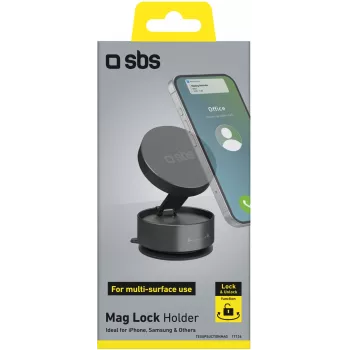 SBS TESUPSUCTIONMAG Magnetic Suction Desk Stand for Smartphones, Black