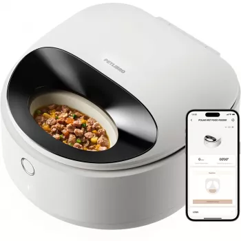 PETLIBRO POLAR Wet Food Feeder White - Automatic 5-Meal Pet Feeder with Ice Pack Cooling, LCD Timer, for Cats & Small Dogs