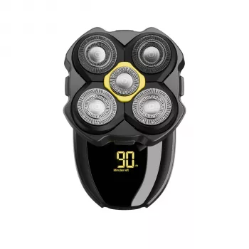 Carrera 34650 Glatzenrasierer 5-Head Rotary Wet & Dry Electric Shaver for Head and Face, Black/Silver