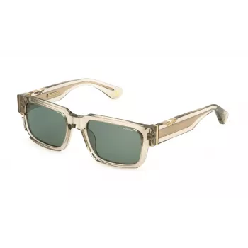 POLICE SPLP24-5406S9 Men's Polarized Rectangular Sunglasses, Black Frame, Grey Lens, 54/20/145 mm