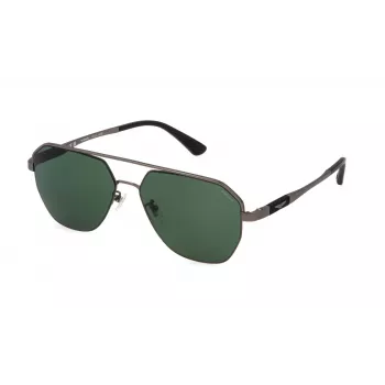 POLICE SPLP30-590627 Men's Rectangular Sunglasses - Black Frame, Grey Lens, UV400 Protection