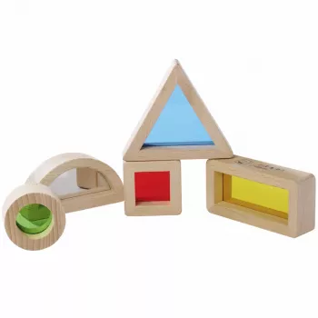 Eichhorn Montessori Window Building Blocks, 20-Piece Set, FSC® 100% Certified Beechwood with Colored Acrylic Windows, Educational Light and Color Exploration Toy for Ages 12 Months+