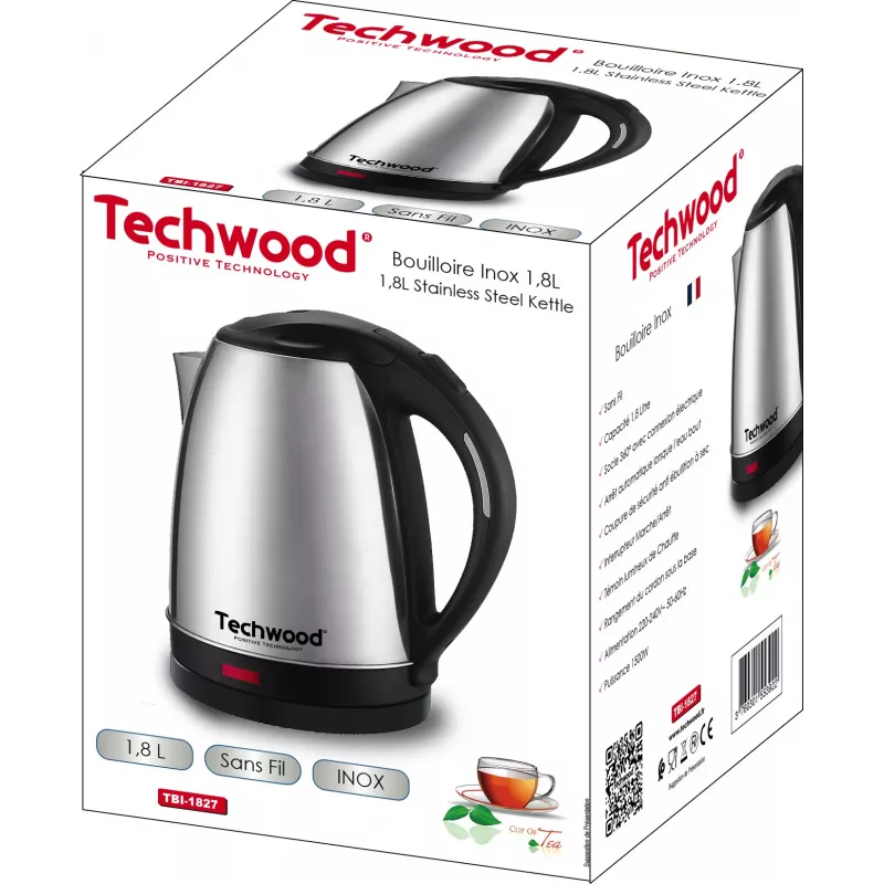 Techwood TBI-1827 cordless stainless steel kettle, 1.8 L (TBI-1827)