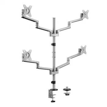 Logilink Quad Monitor Mount, 17-32 Inch, Aluminum, Silver
