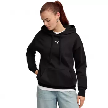 Puma Women's ESS Centered Cat Logo Relaxed Hoodie, Black, Size L