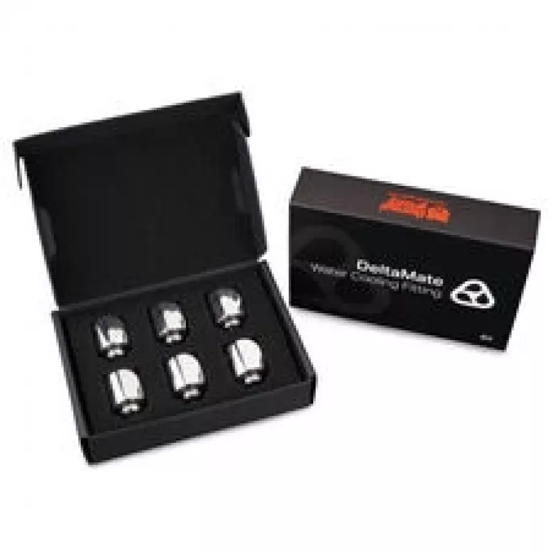 Thermal Grizzly DeltaMate Rotary Fitting 90° G1/4 inch Gloss Nickel – 6-Pack