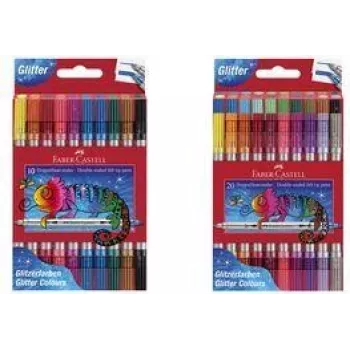Faber-Castell Glitter Double-Ended Markers, 20-Pack with Broad and Fine Tips (3-5 mm / 1 mm), Washable - 151108
