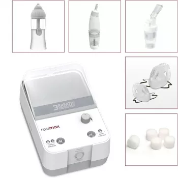 Rossmax NK1000 3-in-1 Piston Compressor Nebulizer with Nasal Wash and Aspirator, 2.5 μm Particle Size, >80% Fine Particle Dose, 0.35 ml/min Nebulization Rate, 5 ml Medication Cup, 10 ml Nasal Wash Capacity, <60 dB Noise, Continuous Operation, Adult & Chil