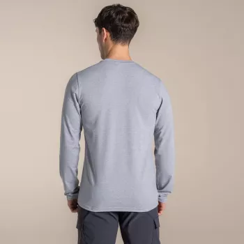 Craghoppers NosiLife Abel Long Sleeve T-Shirt - Soft Grey Marl - Size M