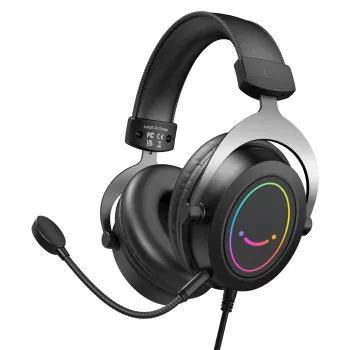 FIFINE H3 AmpliGame RGB Wired Over-Ear Gaming Headset with Detachable Microphone, 50mm Drivers, USB-A, Black