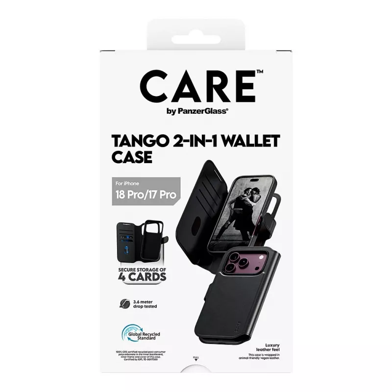 CARE™ by PanzerGlass® Tango 2-in-1 Wallet Case Black with MagSafe for iPhone 18 Pro / 17 Pro