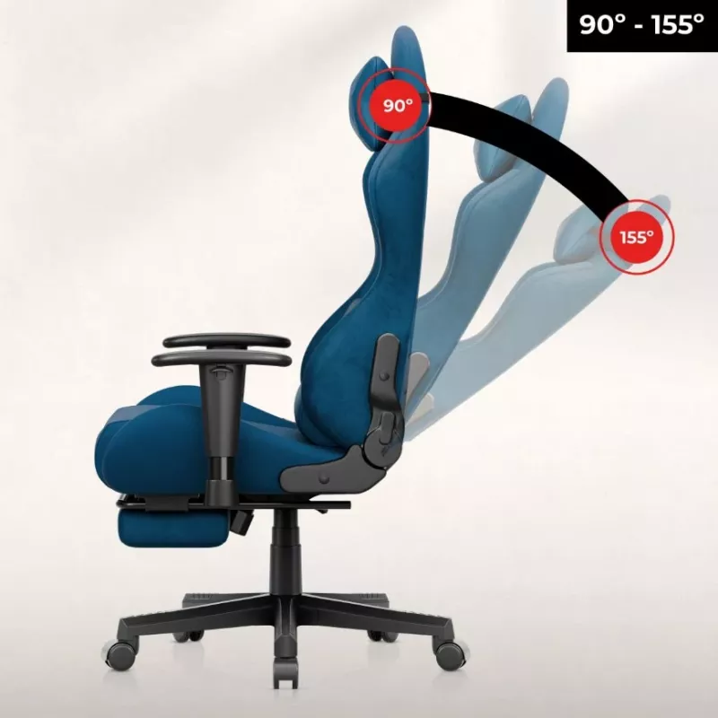 Huzaro Force 5.7 Blue Ergonomic Gaming Chair - PU Leather, Adjustable Armrests, Reclining Backrest, Lumbar & Neck Cushions
