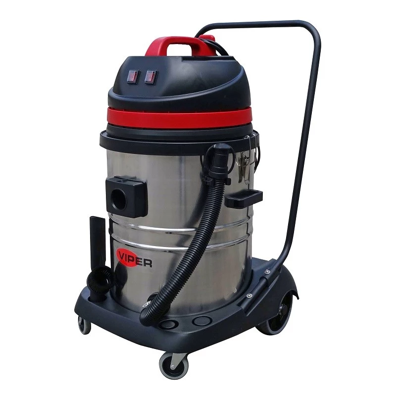 VIPER LSU255 Professional Wet/Dry Vacuum Cleaner, Dual 1000W Motors, 55L Polyethylene Tank, 38mm Hose, Trolley