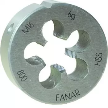 FANAR DIE M20x1 HSS800F Round Threading Die, Metric M20 x 1.0 mm, High-Speed Steel, Right-Hand, 6g