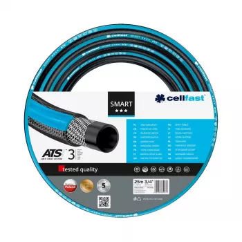 CELLFAST SMART ATS Garden Hose 3/4 inch 25m - 6-Layer Anti-Twist, UV & Algae Resistant, Food Safe