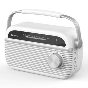 Denver TRB-67W DAB+ FM Clock Radio White with Dual Alarm and Battery Option