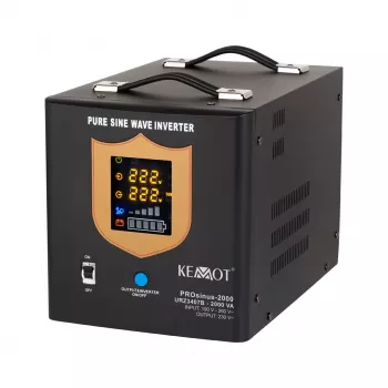 KEMOT PROsinus-2000 Pure Sine Wave UPS Converter 12V to 230V 2000VA/1200W with Charging Function - Black