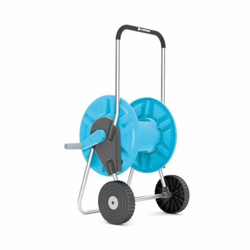 CELLFAST ALUPLUS 55-260 Aluminium Hose Cart, 60 m 1/2 inch Capacity, Foldable Crank, Tool-Free Assembly, Grey/Black/Orange