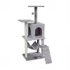 REBEL ANIMALS Grey Cat Scratching Post 50x40x125 cm with Condo and Platforms